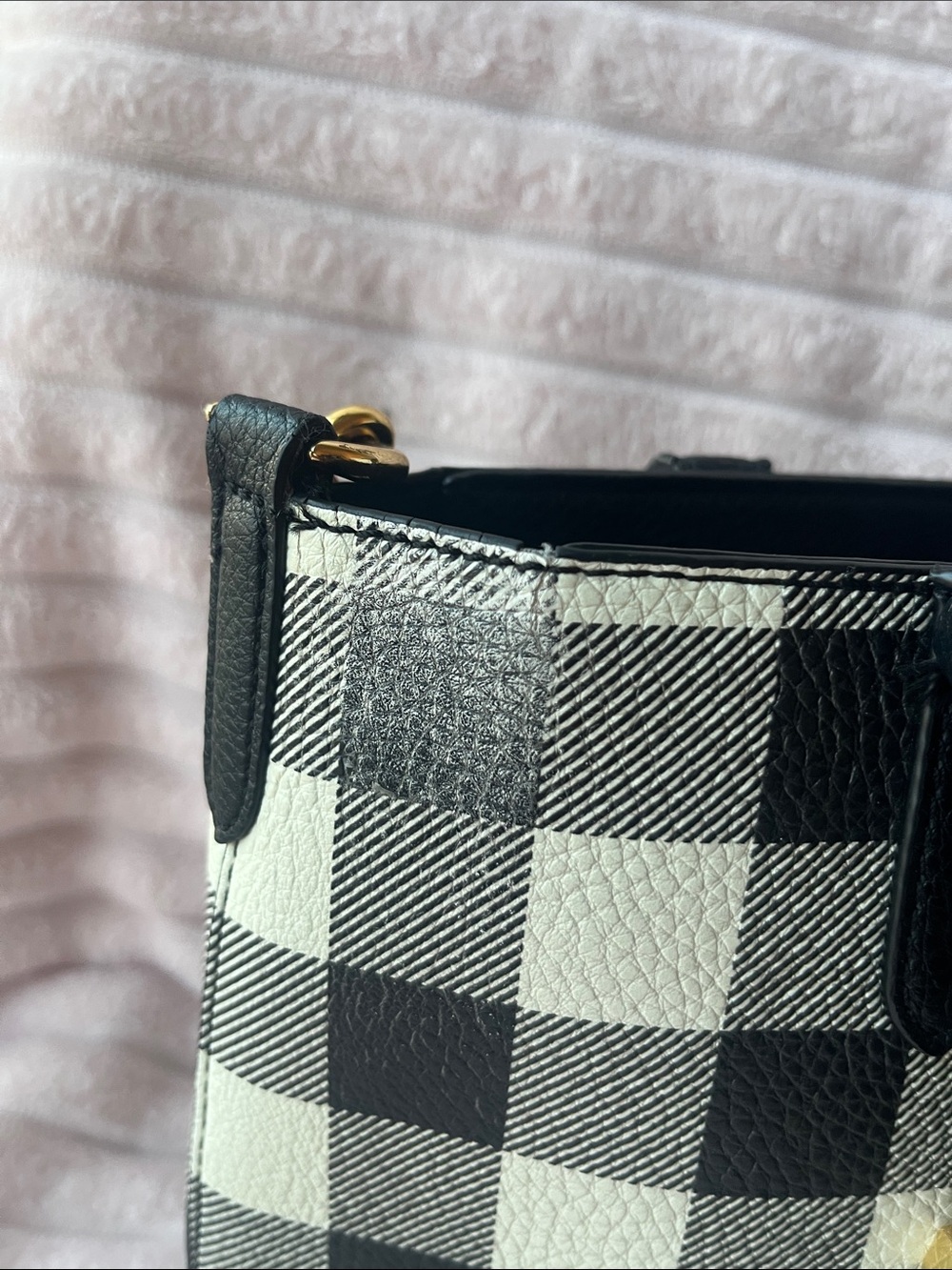 Ralph Lauren Black and White Check Tote Bag with Handles and Strap - Picture 13 of 13